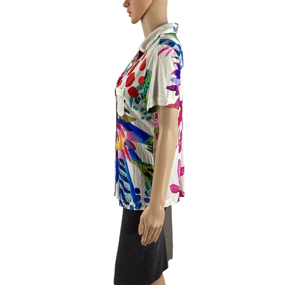 Soma Tropical Print Notch Collar Pajama Top Multicolor Size M - Picture 4 of 7